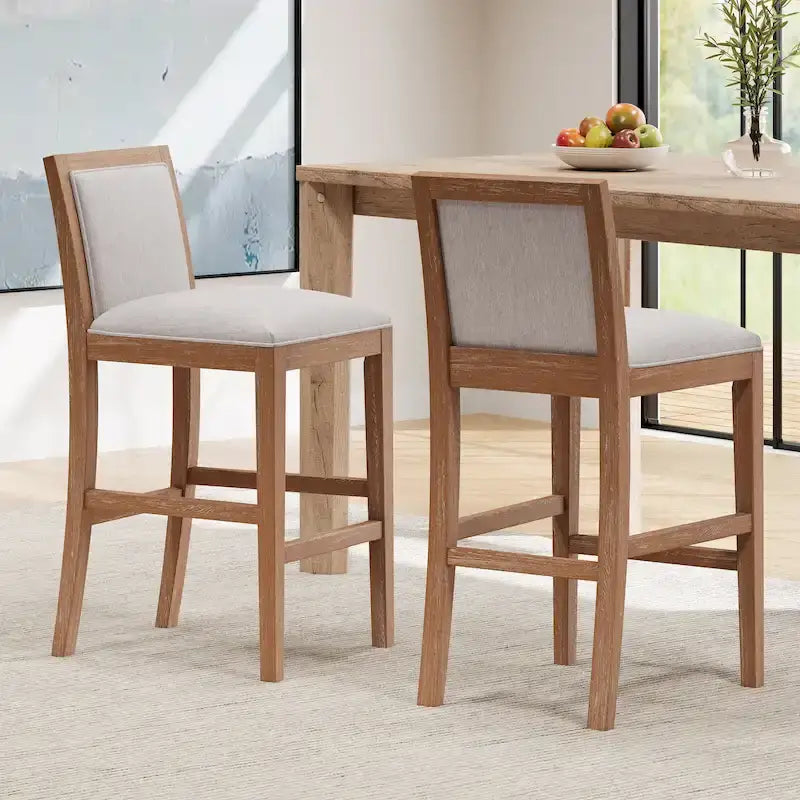 Tabourets de bar modernes rembourrés de 77,5 cm avec assise et dossier coussinés, lot de 2
