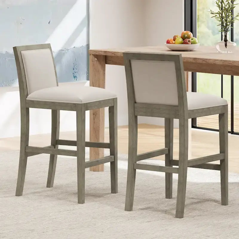 Tabourets de bar modernes rembourrés de 77,5 cm avec assise et dossier coussinés, lot de 2