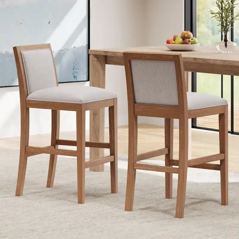 Tabourets de bar modernes rembourrés de 77,5 cm avec assise et dossier coussinés, lot de 2