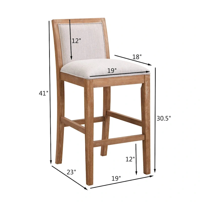Tabourets de bar modernes rembourrés de 77,5 cm avec assise et dossier coussinés, lot de 2
