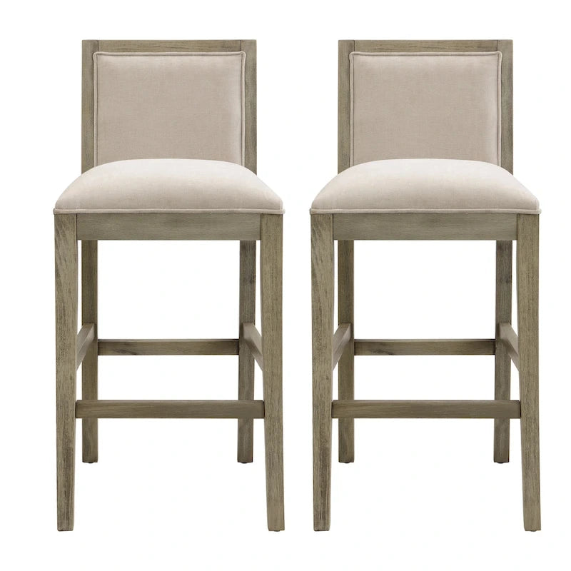 Tabourets de bar modernes rembourrés de 77,5 cm avec assise et dossier coussinés, lot de 2