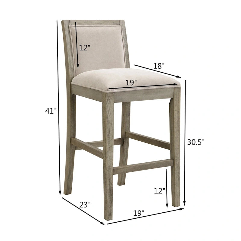 Tabourets de bar modernes rembourrés de 77,5 cm avec assise et dossier coussinés, lot de 2