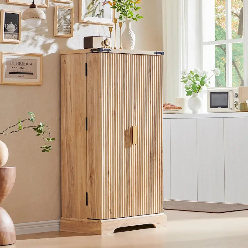 Armoire de rangement à cannelures modernes, armoire de rangement, organisateur de placard en bois