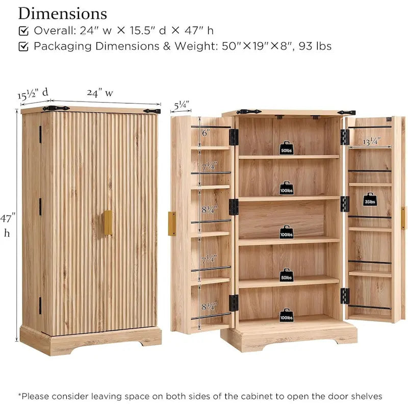 Armoire de rangement à cannelures modernes, armoire de rangement, organisateur de placard en bois