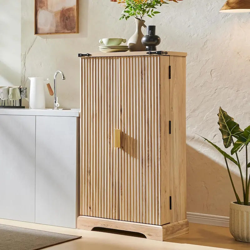Armoire de rangement à cannelures modernes, armoire de rangement, organisateur de placard en bois