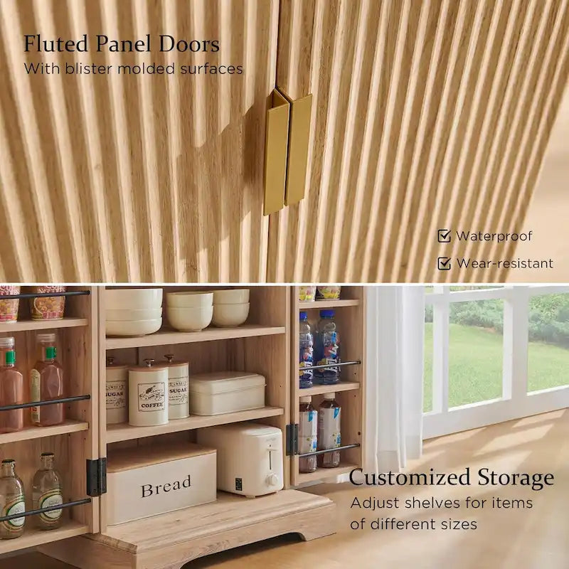 Armoire de rangement à cannelures modernes, armoire de rangement, organisateur de placard en bois