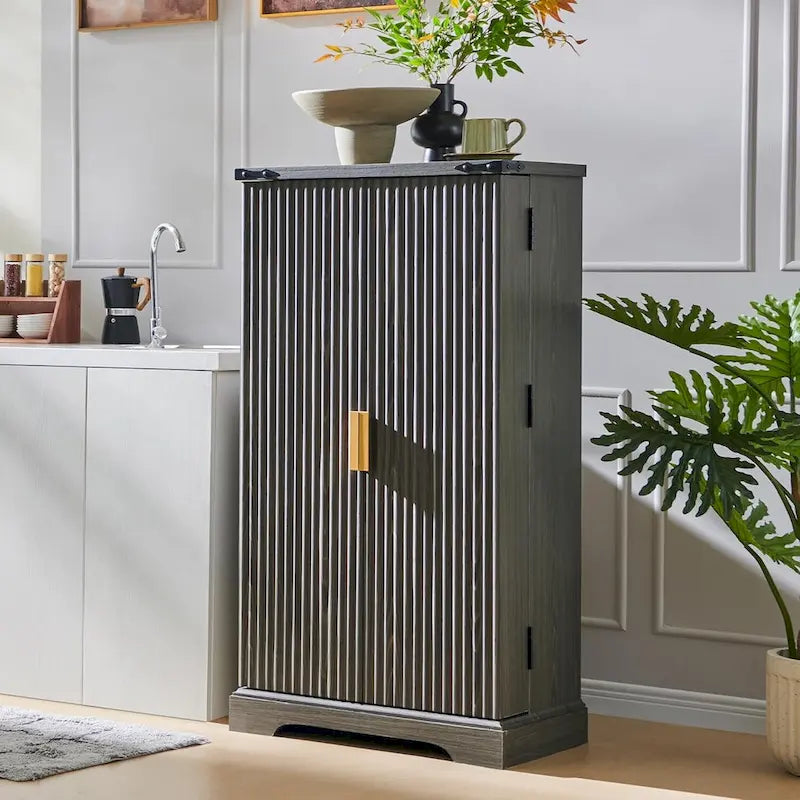 Armoire de rangement à cannelures modernes, armoire de rangement, organisateur de placard en bois
