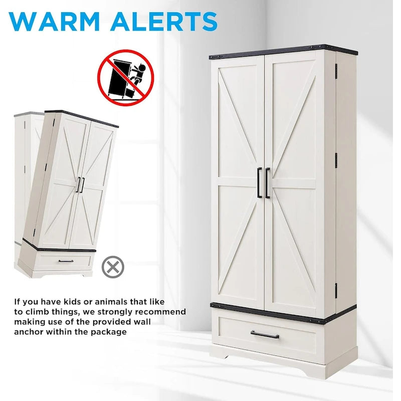 Armoire de rangement haute pour cuisine de ferme de 72 po, armoire de rangement haute, placard - S.O.