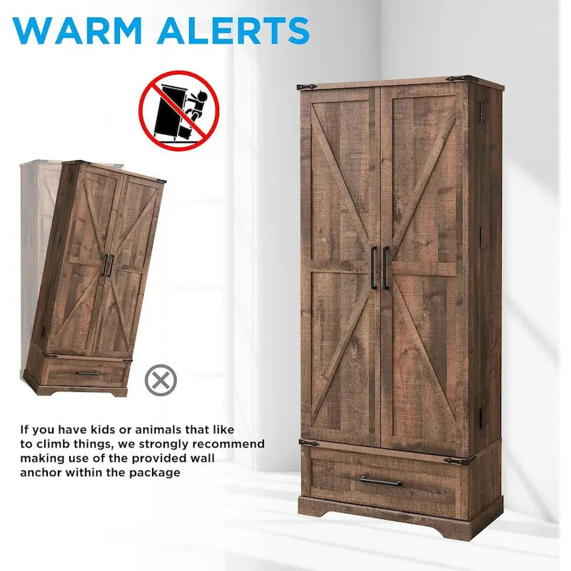 Armoire de rangement haute pour cuisine de ferme de 72 po, armoire de rangement haute, placard - S.O.