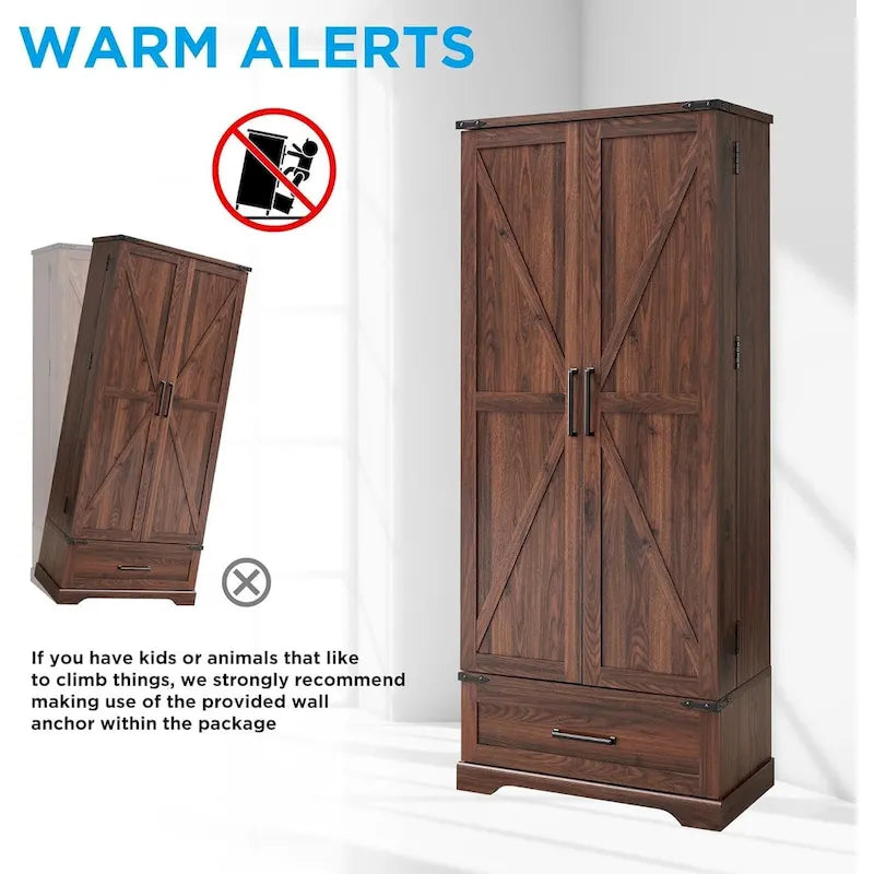 Armoire de rangement haute pour cuisine de ferme de 72 po, armoire de rangement haute, placard - S.O.