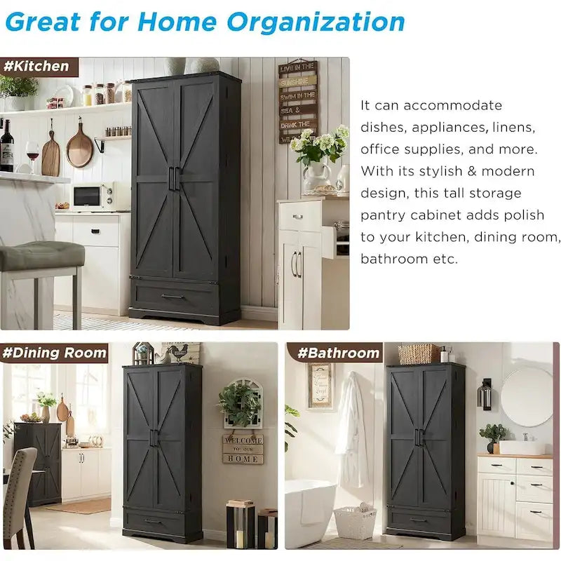 Armoire de rangement haute pour cuisine de ferme de 72 po, armoire de rangement haute, placard - S.O.
