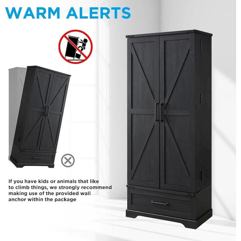Armoire de rangement haute pour cuisine de ferme de 72 po, armoire de rangement haute, placard - S.O.