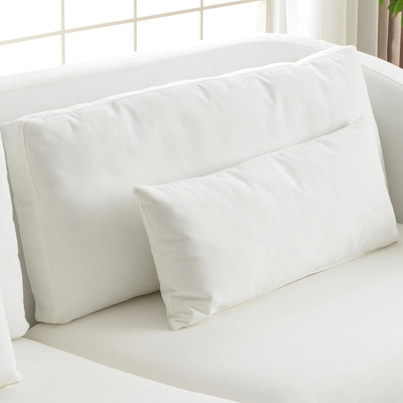 Canapé 3 places déhoussable en lin avec 4 coussins et jupe, 90L