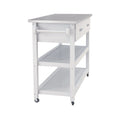 Chariot de cuisine blanc en acier inoxydable avec deux tiroirs (tabouret non inclus)