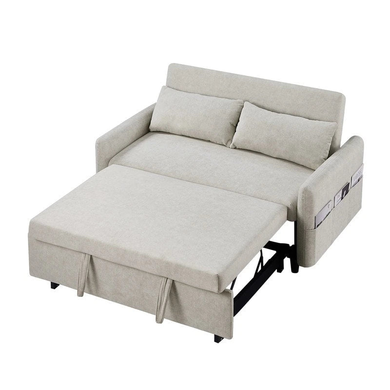 Canapé-lit convertible avec dossier réglable, poches de rangement et 2 oreillers moelleux