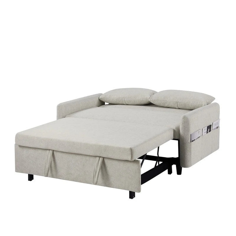 Canapé-lit convertible avec dossier réglable, poches de rangement et 2 oreillers moelleux