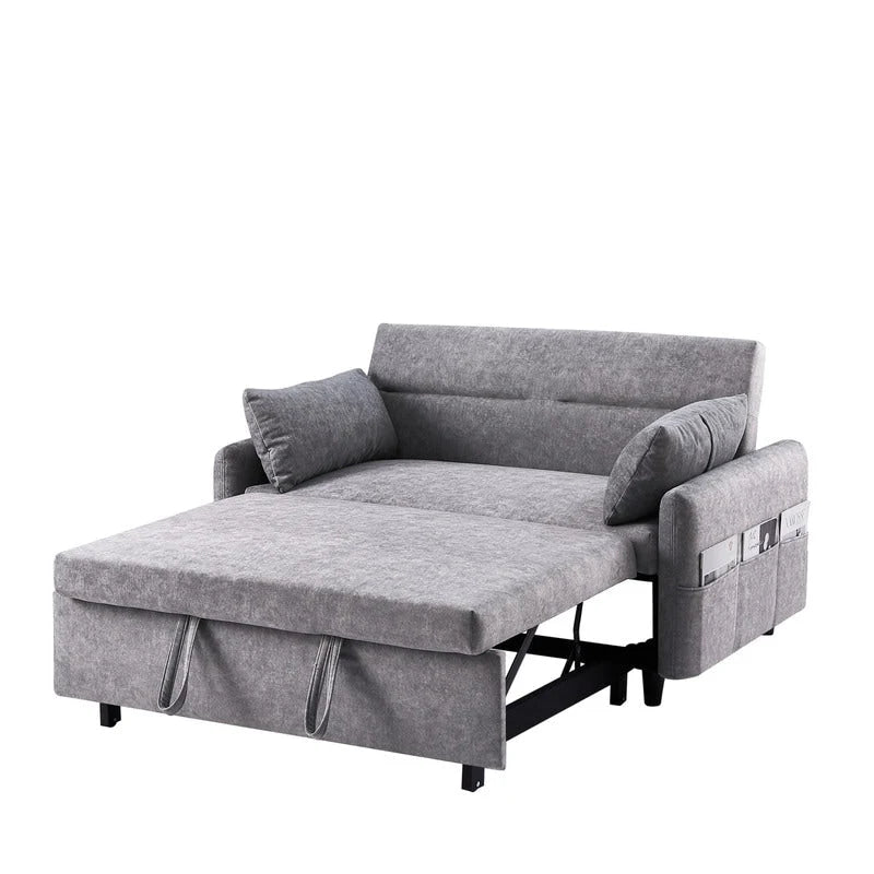Canapé-lit convertible avec dossier réglable, poches de rangement et 2 oreillers moelleux