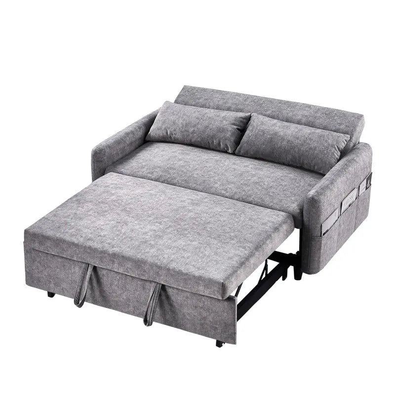 Canapé-lit convertible avec dossier réglable, poches de rangement et 2 oreillers moelleux