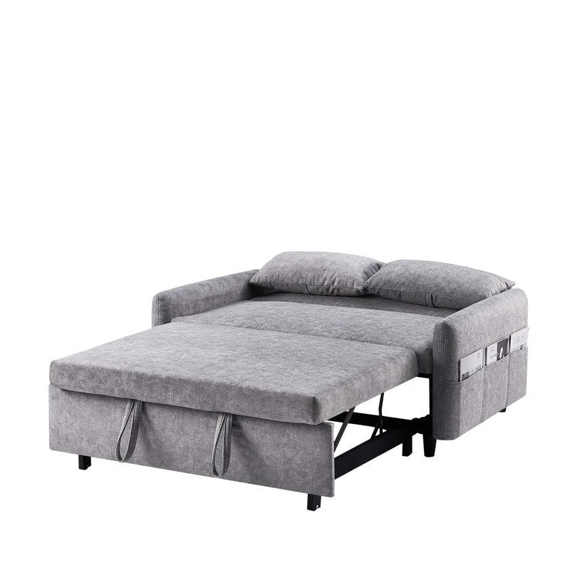 Canapé-lit convertible avec dossier réglable, poches de rangement et 2 oreillers moelleux