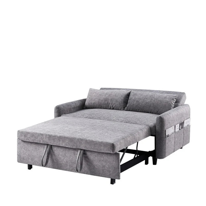 Canapé-lit convertible avec dossier réglable, poches de rangement et 2 oreillers moelleux