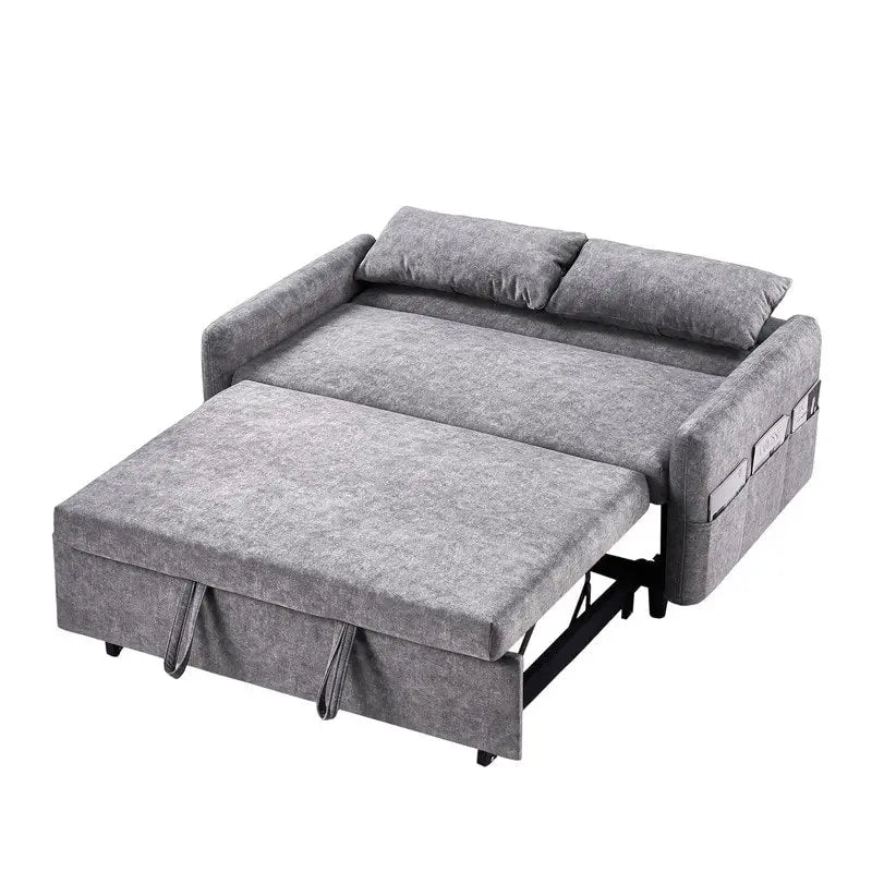 Canapé-lit convertible avec dossier réglable, poches de rangement et 2 oreillers moelleux