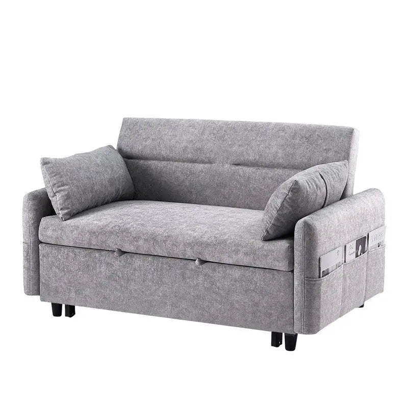 Canapé-lit convertible avec dossier réglable, poches de rangement et 2 oreillers moelleux