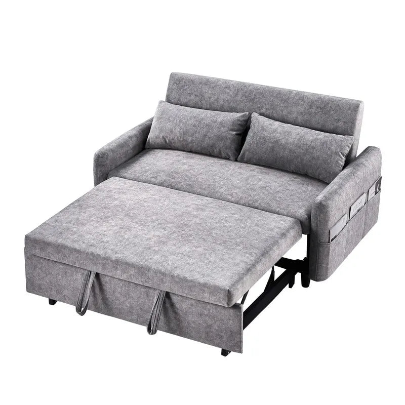 Canapé-lit convertible avec dossier réglable, poches de rangement et 2 oreillers moelleux