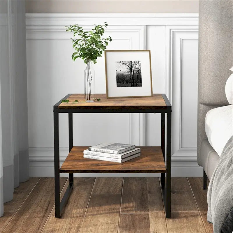 2 tables d'appoint carrées à 2 niveaux de 50,8 cm (20 pouces)
