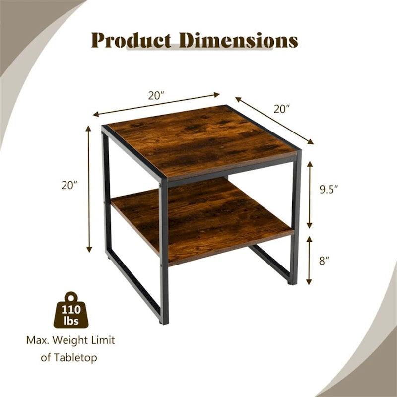 2 tables d'appoint carrées à 2 niveaux de 50,8 cm (20 pouces)