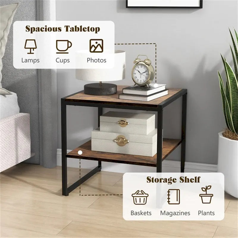 2 tables d'appoint carrées à 2 niveaux de 50,8 cm (20 pouces)