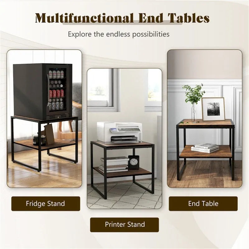 2 tables d'appoint carrées à 2 niveaux de 50,8 cm (20 pouces)