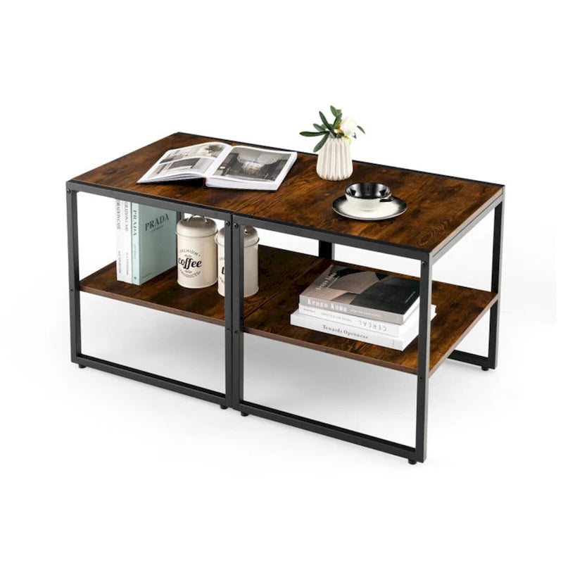 2 tables d'appoint carrées à 2 niveaux de 50,8 cm (20 pouces)