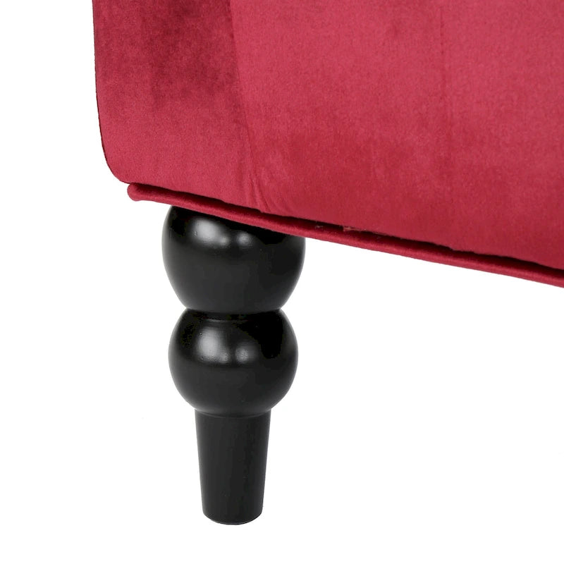 Causeuse capitonnée en velours « Modern Glam » avec dossier à oreilles