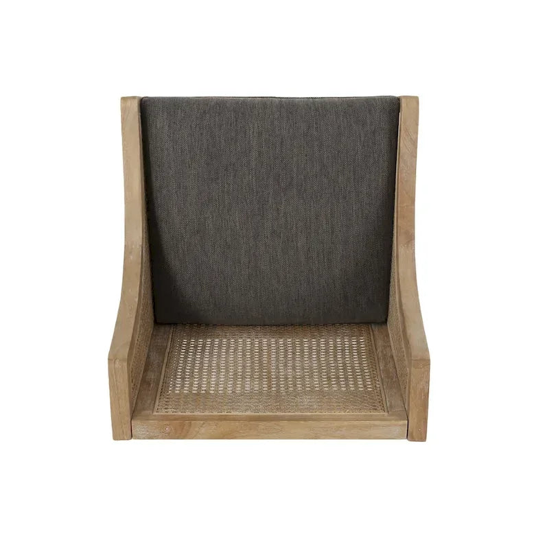 Tabourets de comptoir en bois et rotin rembourrés de tissu de 65 cm (Lot de 2)