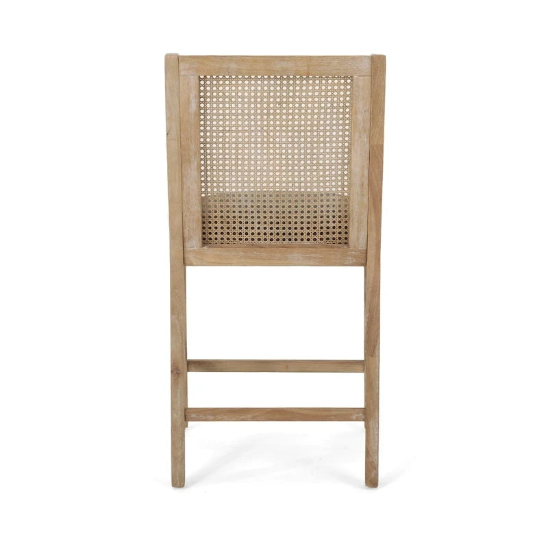 Tabourets de comptoir en bois et rotin rembourrés de tissu de 65 cm (Lot de 2)
