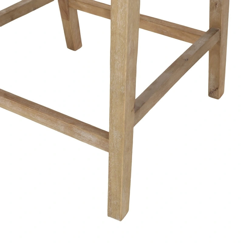 Tabourets de comptoir en bois et rotin rembourrés de tissu de 65 cm (Lot de 2)