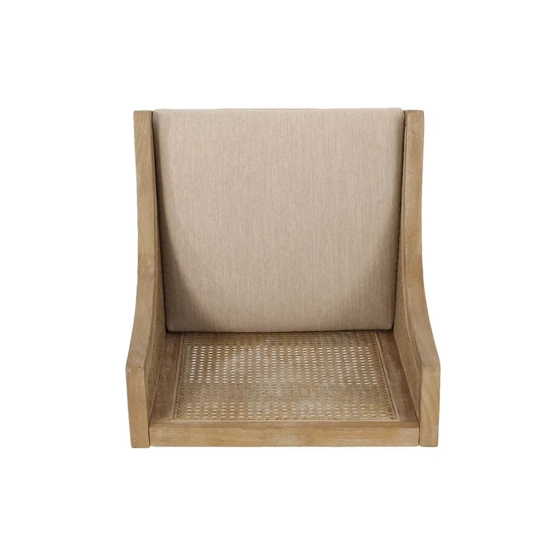 Tabourets de comptoir en bois et rotin rembourrés de tissu de 65 cm (Lot de 2)