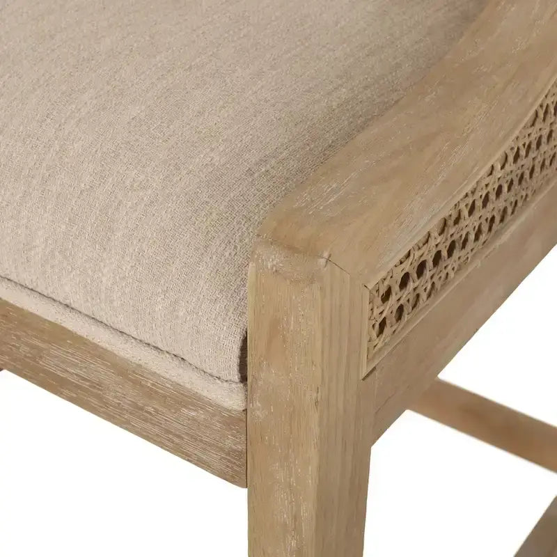 Tabourets de comptoir en bois et rotin rembourrés de tissu de 65 cm (Lot de 2)