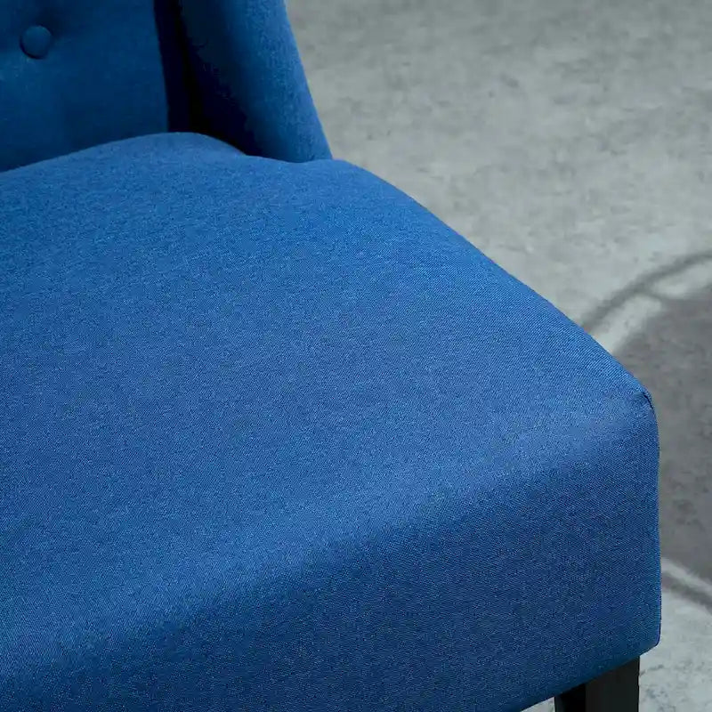 Canapé double en tissu de lin, causeuse capitonnée sans accoudoirs, meubles de salon avec pieds en bois - 28.75*43.25*36.5