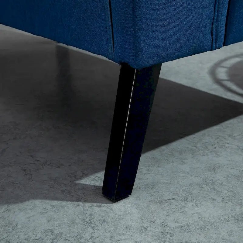 Canapé double en tissu de lin, causeuse capitonnée sans accoudoirs, meubles de salon avec pieds en bois - 28.75*43.25*36.5