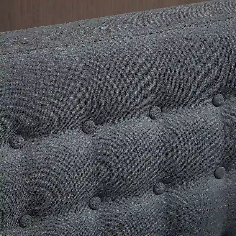 Canapé double en tissu de lin, causeuse capitonnée sans accoudoirs, meubles de salon avec pieds en bois - 28.75*43.25*36.5