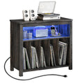 Grand meuble pour platine vinyle avec prises de courant et lumières LED Meuble de rangement pour platine vinyle