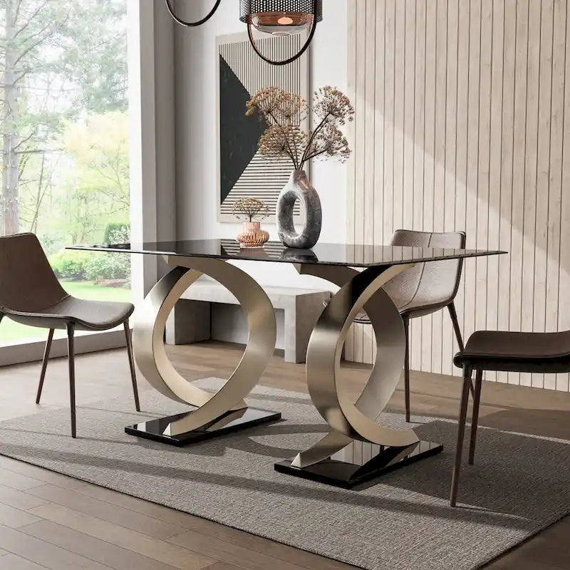 Furniture of America Tualatin Modern 58-inch Glass Top Dining Table