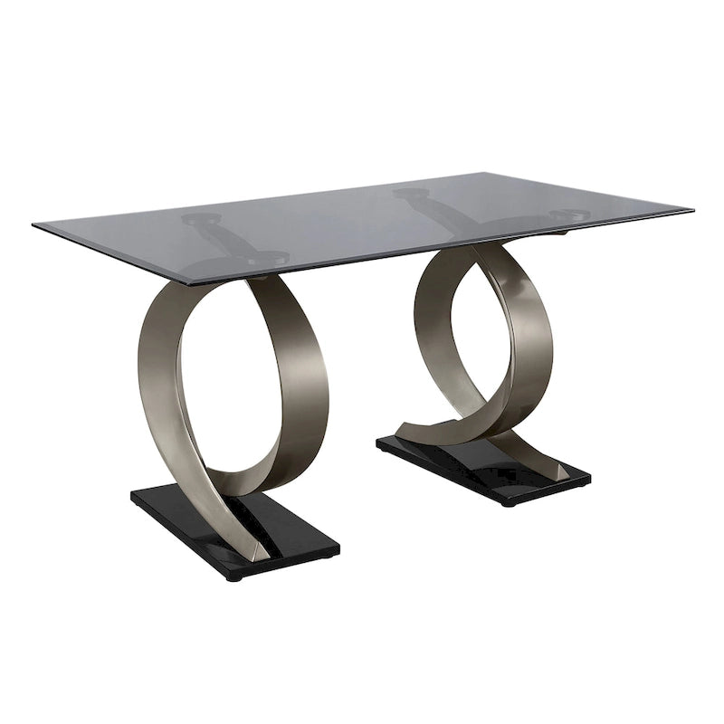 Table de salle à manger moderne avec plateau en verre de 58 pouces