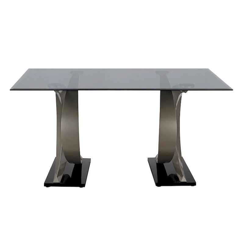 Table de salle à manger moderne avec plateau en verre de 58 pouces