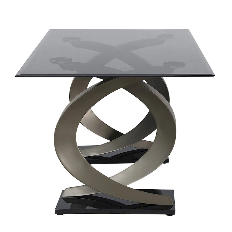 Table de salle à manger moderne avec plateau en verre de 58 pouces