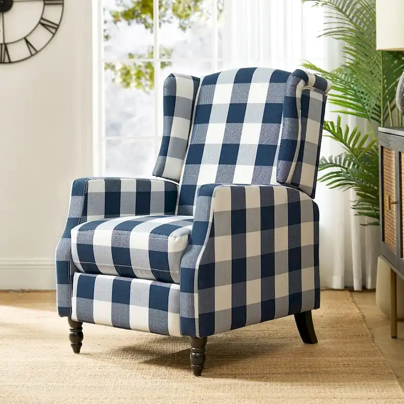 Fauteuil inclinable manuel "push-back" de style Mid-Century Modern avec dossier à oreilles