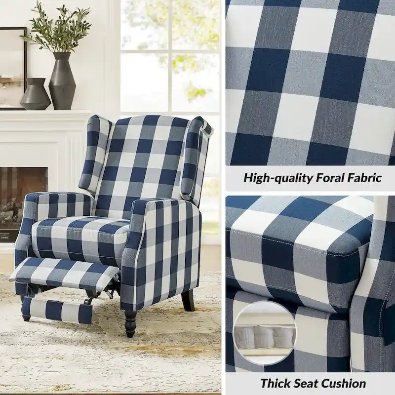 Fauteuil inclinable manuel "push-back" de style Mid-Century Modern avec dossier à oreilles