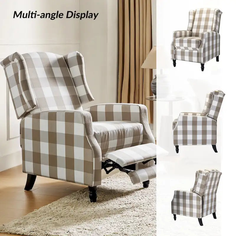Fauteuil inclinable manuel "push-back" de style Mid-Century Modern avec dossier à oreilles