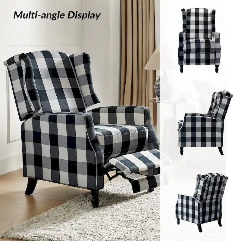 Fauteuil inclinable manuel "push-back" de style Mid-Century Modern avec dossier à oreilles
